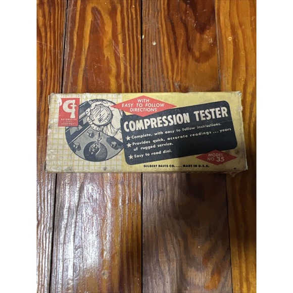 Compression Tester Model No. 35 Gilbert Davis Co Vintage Collectible Tool - Picture 2 of 10